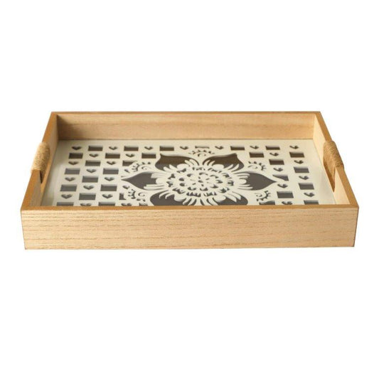 Abstract Deco Food Tray MDF Rectangle Serving Tray Set of 2 Pcs