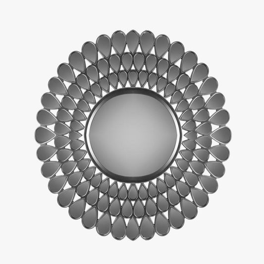 Decorative Abstract Design Round Black Frame Wall Mirror 61 cm