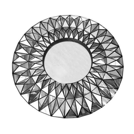 Decorative Abstract Design Round Black Frame Wall Mirror 60 cm
