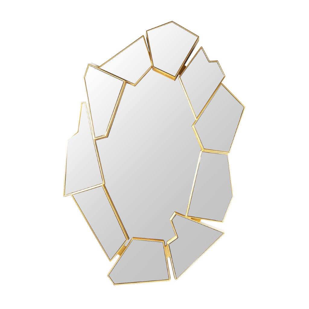 Decorative Abstract Shape Gold Glass Frame Wall Mirror 57*74 cm