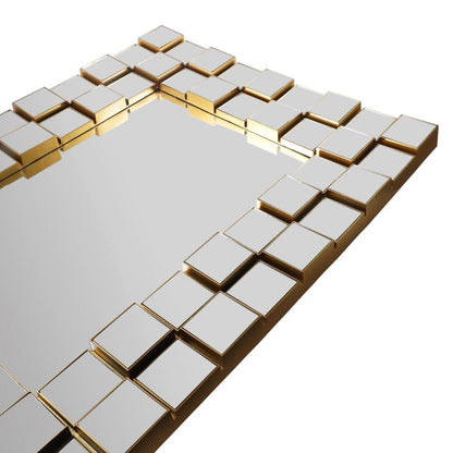 Decorative Abstract Design Rectangle Gold Frame Wall Mirror 60*80 cm