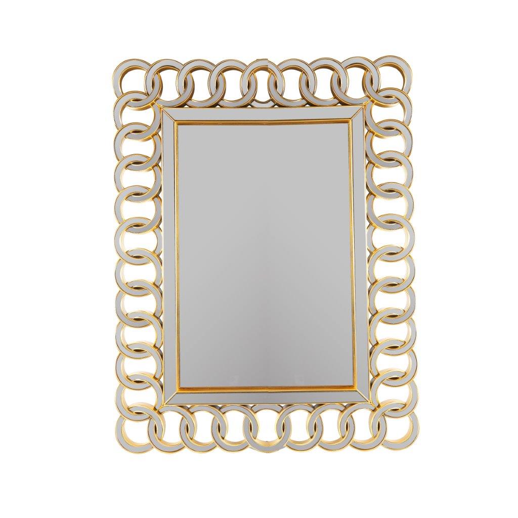 Decorative Abstract Design Rectangle Gold Frame Wall Mirror 57*74 cm