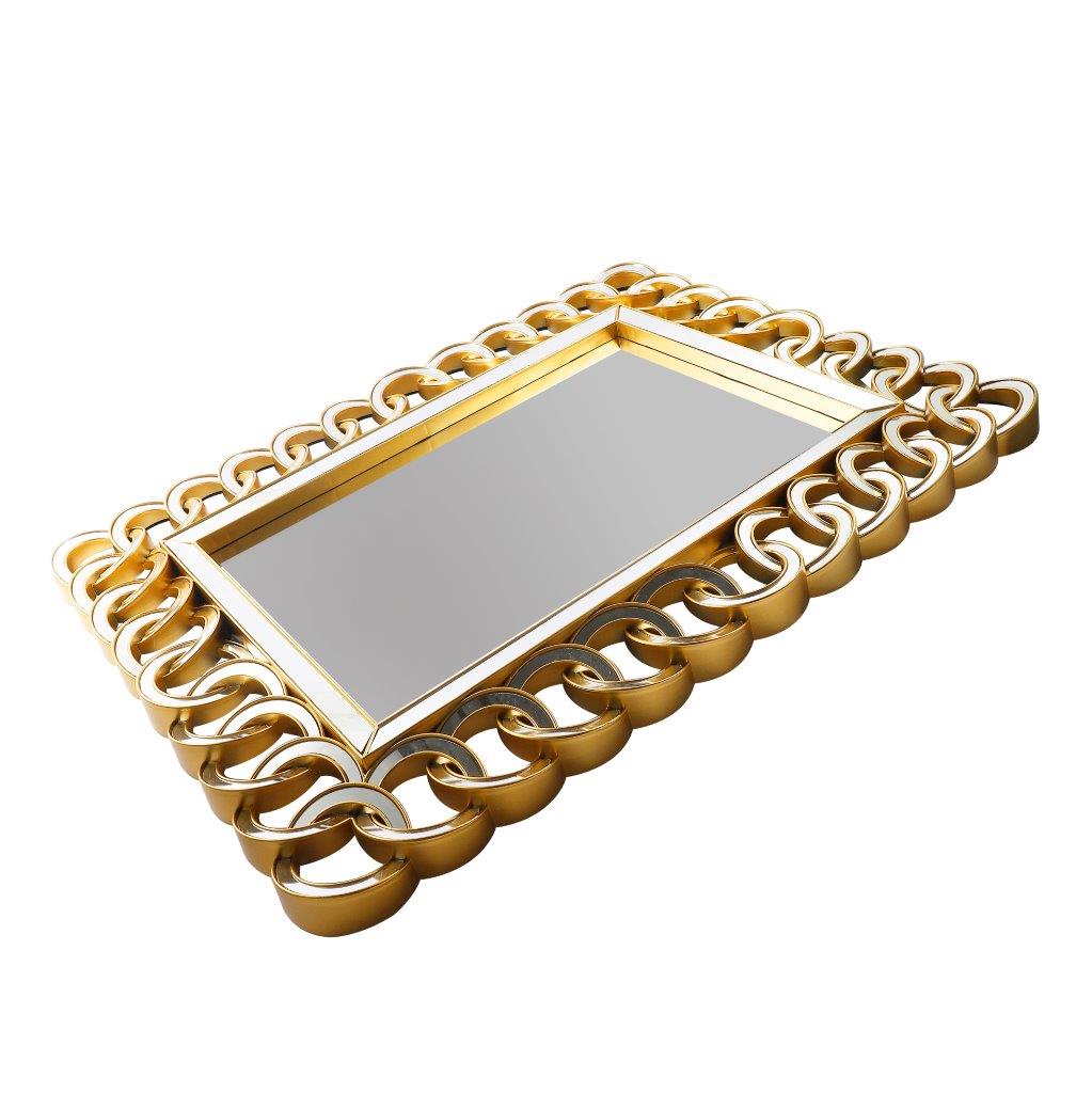 Decorative Abstract Design Rectangle Gold Frame Wall Mirror 57*74 cm