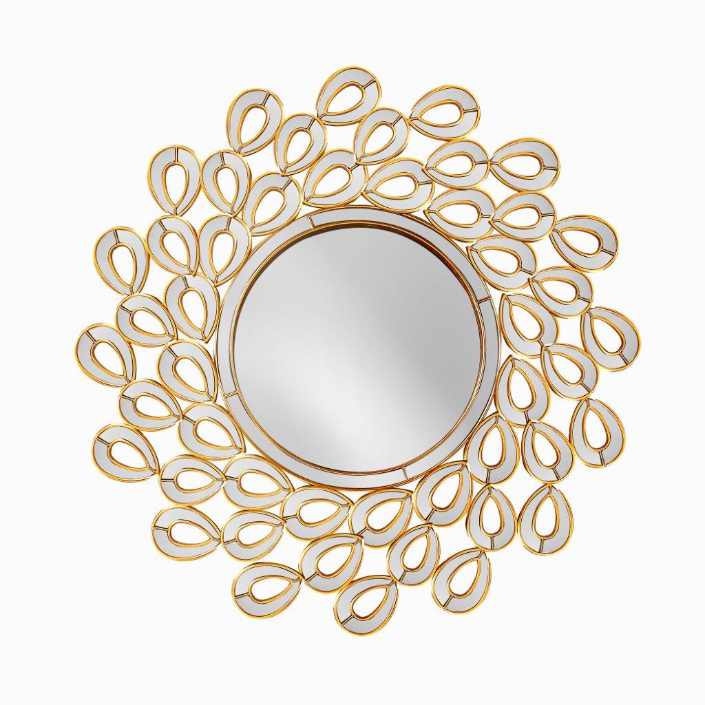 Decorative Abstract Design Round Gold Frame Wall Mirror 62*62 cm