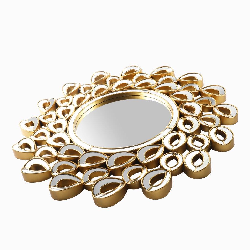 Decorative Abstract Design Round Gold Frame Wall Mirror 62*62 cm
