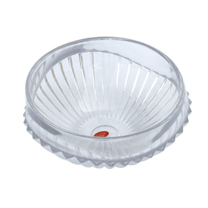 Crystal Glass Round Ribbed Design Serving Bowl