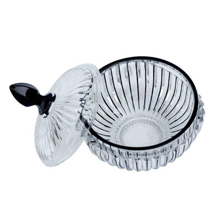 Crystal Glass Round Sugar Bowl Candy Jar with Lid
