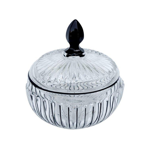 Crystal Glass Round Sugar Bowl Candy Jar with Lid