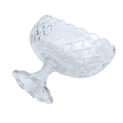 Crystal Glass Oval Shape Footed Fruit Bowl