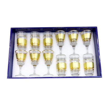 Moroccan Design Gold Drinking Glass Tunblers Set of 12 Pcs 6.5*12/7.5*15 cm