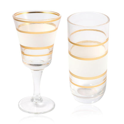 Moroccan Design White Drinking Glass Tunblers Set of 12 Pcs 6.5*12/7.5*15 cm
