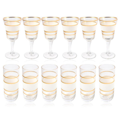 Moroccan Design White Drinking Glass Tunblers Set of 12 Pcs 6.5*12/7.5*15 cm