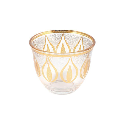 Moroccan Design Gold Drinking Glass Tea Cups and Saucer Set of 24 Pcs 11/6*5/6.5*9 cm **