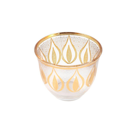 Moroccan Design Gold Drinking Glass Tea Cups and Saucer Set of 24 Pcs 11/6*5/6.5*9 cm **