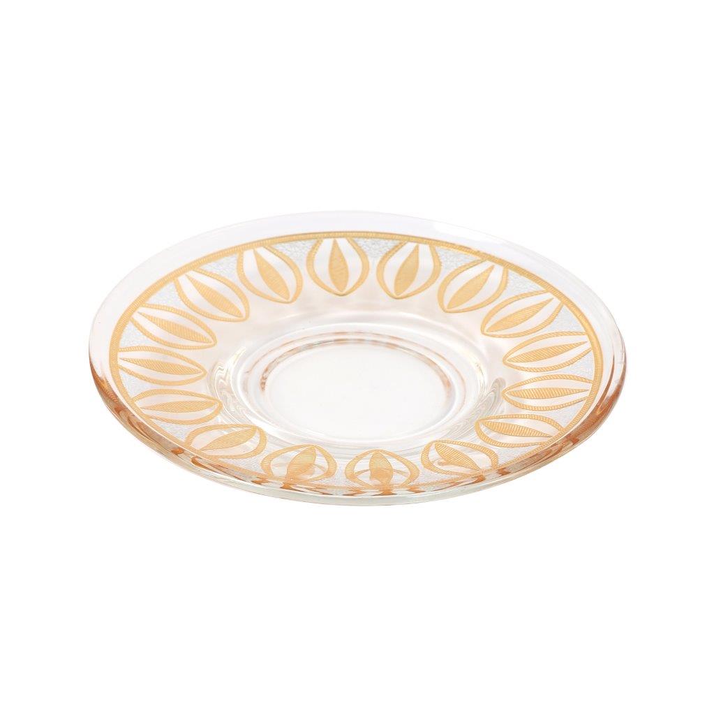 Moroccan Design Gold Drinking Glass Tea Cups and Saucer Set of 24 Pcs 11/6*5/6.5*9 cm **