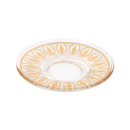Moroccan Design Gold Drinking Glass Tea Cups and Saucer Set of 24 Pcs 11/6*5/6.5*9 cm **