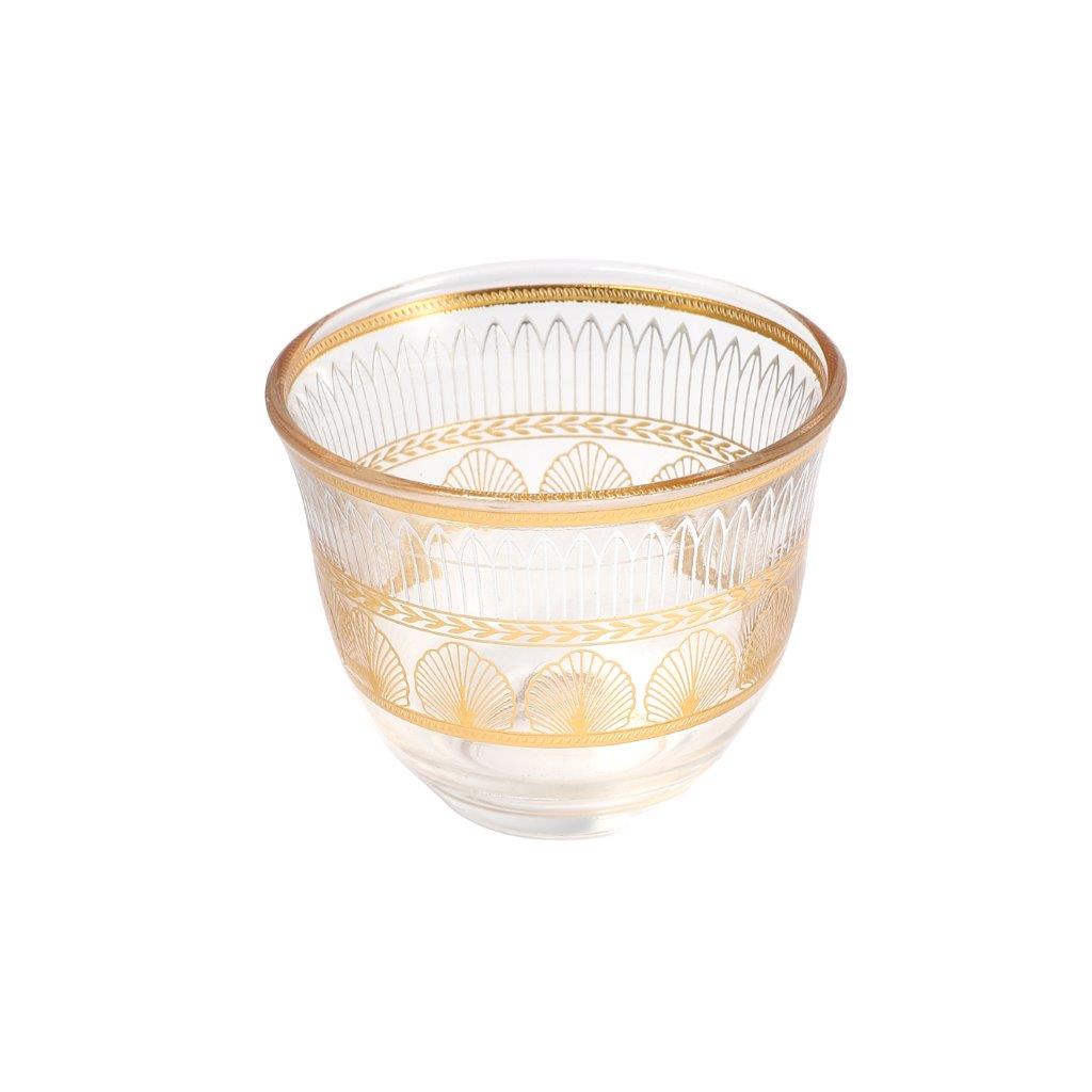 Moroccan Design Gold Drinking Glass Tea Cups and Saucer Set of 36 Pcs 11/6*5/6.5*9 cm **