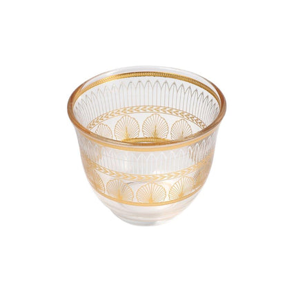 Moroccan Design Gold Drinking Glass Tea Cups and Saucer Set of 36 Pcs 11/6*5/6.5*9 cm **