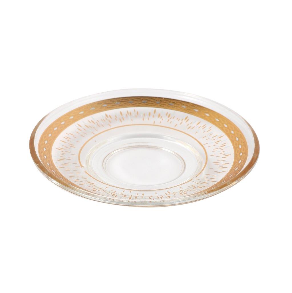 Moroccan Design Gold Drinking Glass Tea Cups and Saucer Set of 36 Pcs 11/6*5/6.5*9 cm **