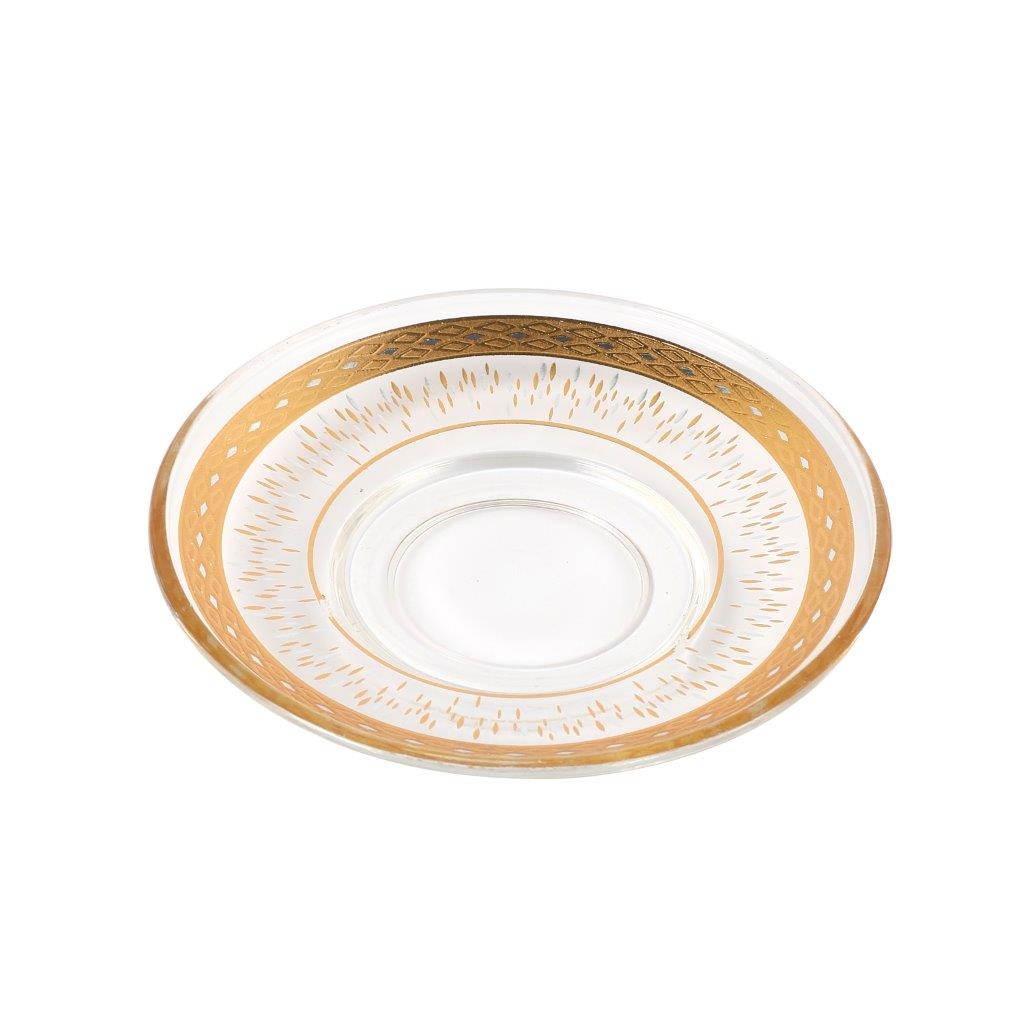 Moroccan Design Gold Drinking Glass Tea Cups and Saucer Set of 36 Pcs 11/6*5/6.5*9 cm **