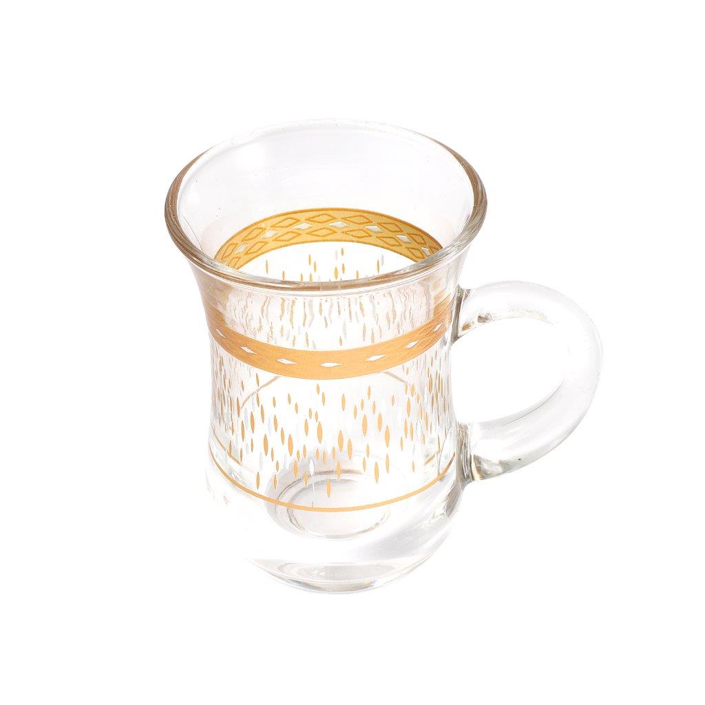 Moroccan Design Gold Drinking Glass Tea Cups and Saucer Set of 36 Pcs 11/6*5/6.5*9 cm **