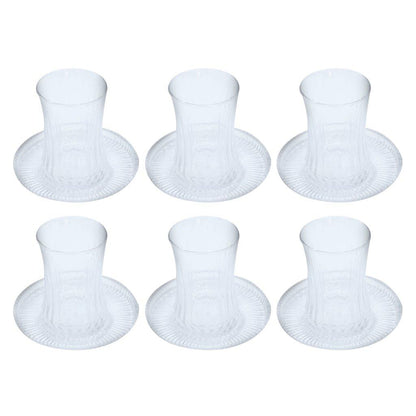 Glass Istikani Tea cup and Saucer Set of 6 Pcs** 6*9/11 cm