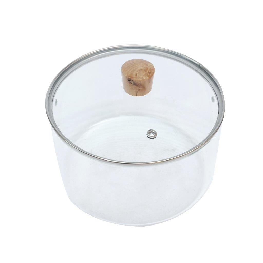 Glass Cooking Pot Induction Casserole with Wooden Handle 2.5L cm