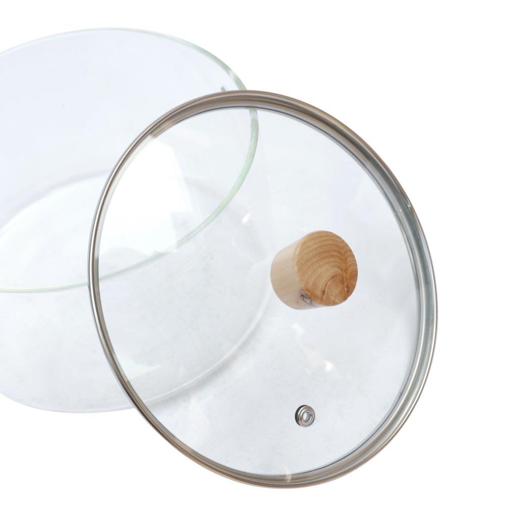 Glass Cooking Pot Induction Casserole with Wooden Handle 2.5L cm