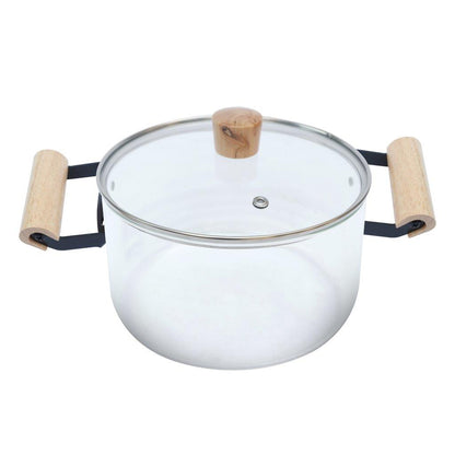 Glass Cooking Pot Induction Casserole with Wooden Handle 3.5L cm