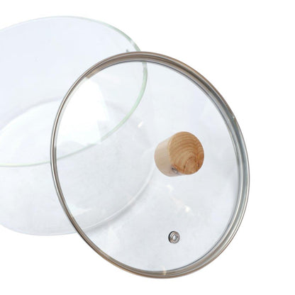 Glass Cooking Pot Induction Casserole with Wooden Handle 3.5L cm