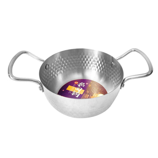Silver Plated Stainless Steel Hammered Karahi Pot 22 cm
