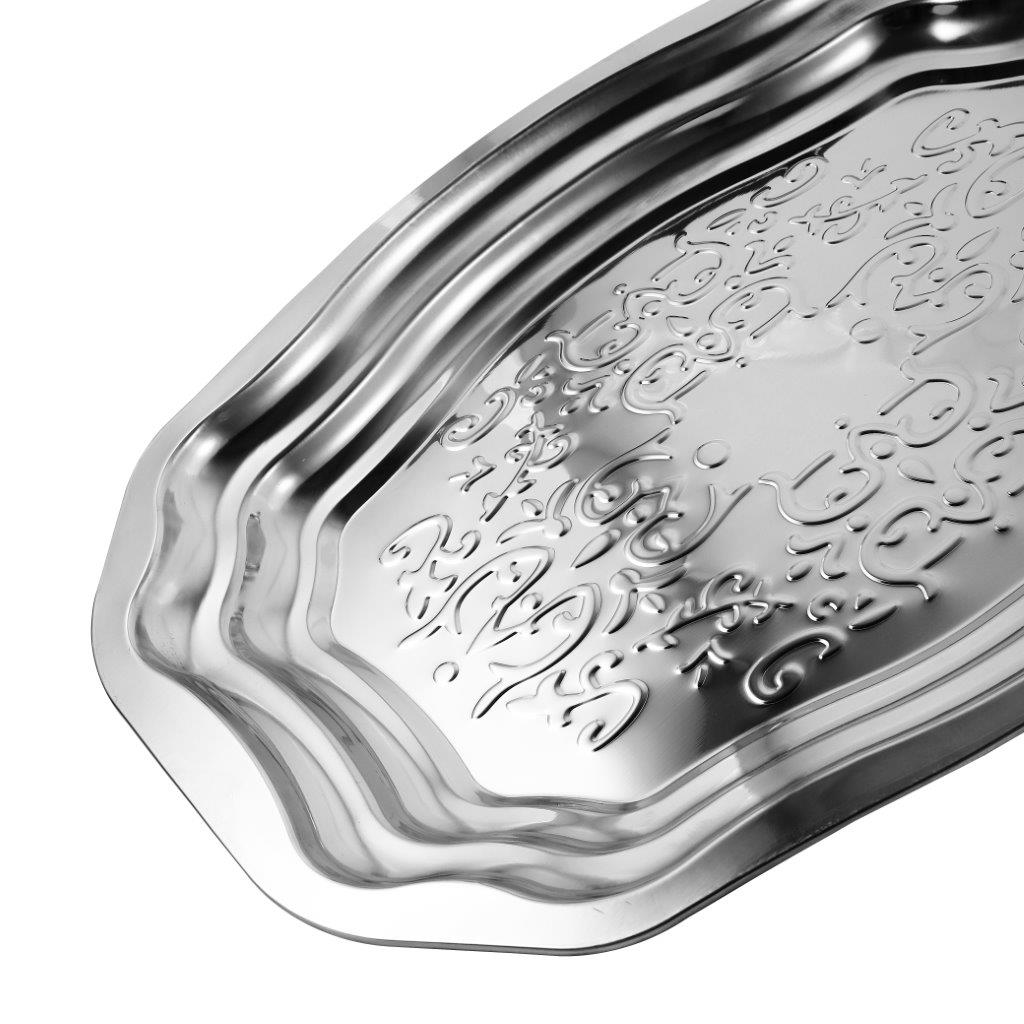 Silver Plated Stainless Steel Serving Tray 60 cm