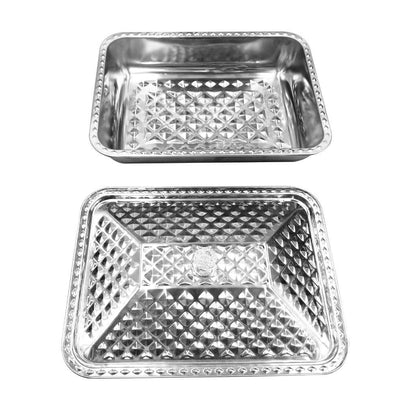 Silver Plated Stainless Steel Hammered Serving Tray with Lid 30*40*7 cm