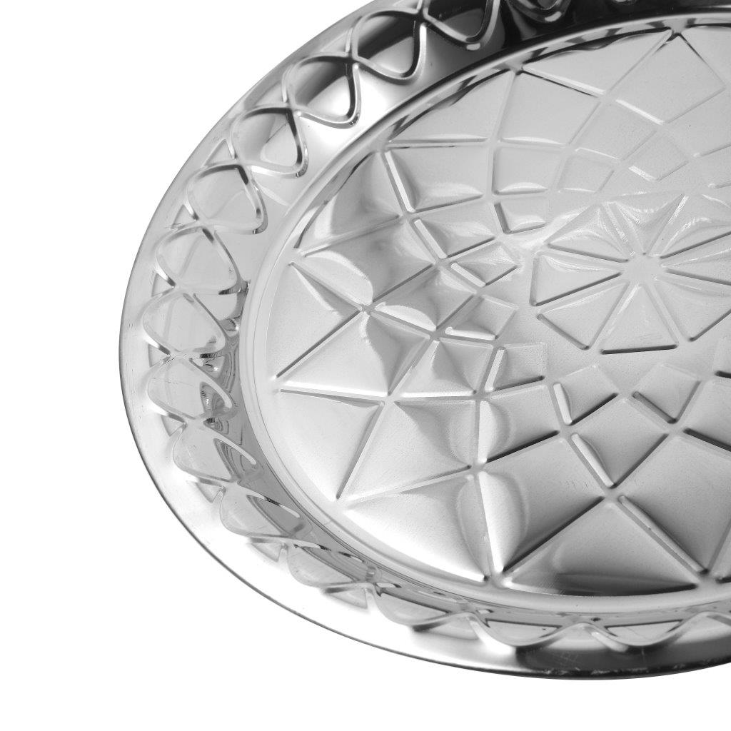 Silver Plated Stainless Steel Round Serving Tray 20 cm