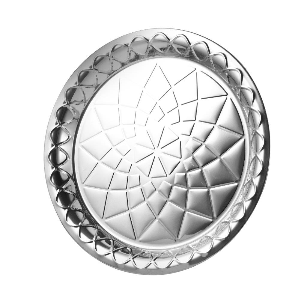 Silver Plated Stainless Steel Round Serving Tray 32 cm