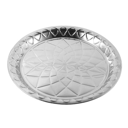 Silver Plated Stainless Steel Round Serving Tray 36 cm
