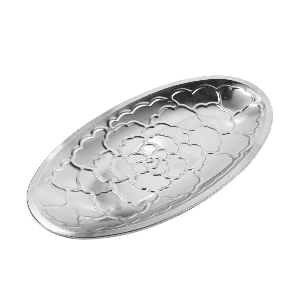 Silver Plated Stainless Steel Oval Serving Plate 35 cm