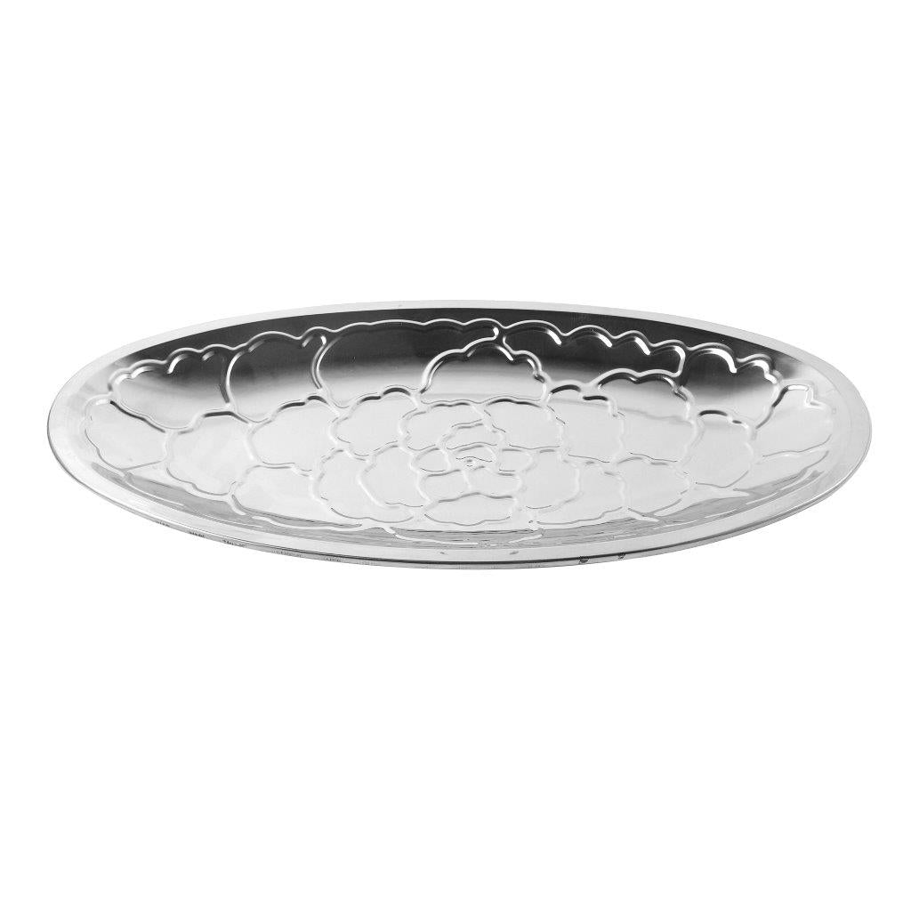 Silver Plated Stainless Steel Oval Serving Plate 35 cm