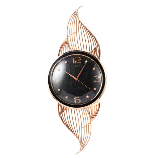 Decorative Abstract Design Round Gold Frame Wall Clock 33*82 cm