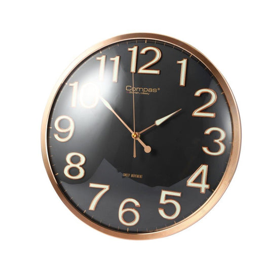 Minimalist Design Black Round Analog Wall Clock 36 cm