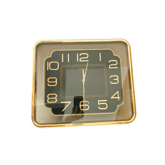 Minimalist Design Gold and Black Rectangle Analog Wall Clock 37*42 cm
