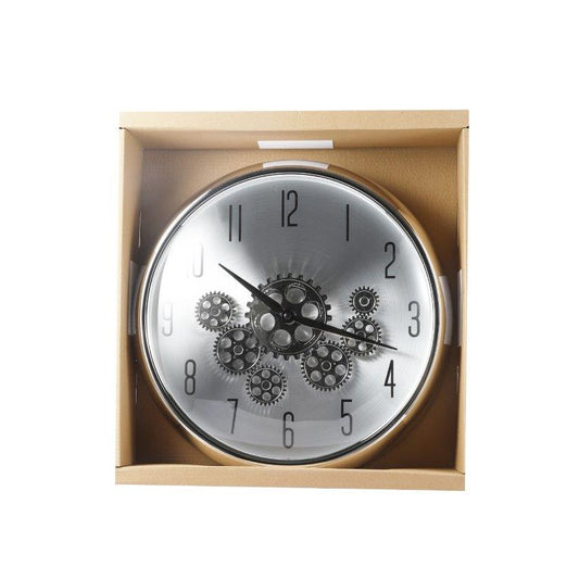 Modern 3d Skeleton Metallic Shine Mechanical Display Wall Clock 35*35 cm