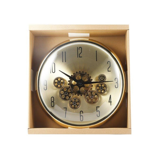 Modern 3d Skeleton Metallic Gold Shine Mechanical Display Wall Clock 35*35 cm