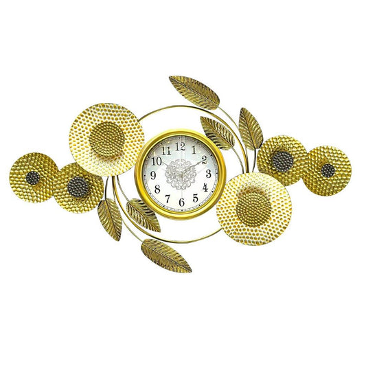 Decorative Abstract Design Metal Round Gold Frame Wall Clock 100*57 cm