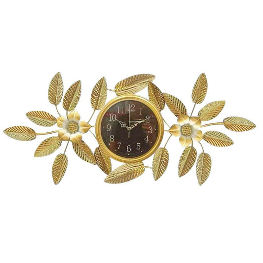 Decorative Abstract Design Metal Round Gold Frame Wall Clock 102*45 cm
