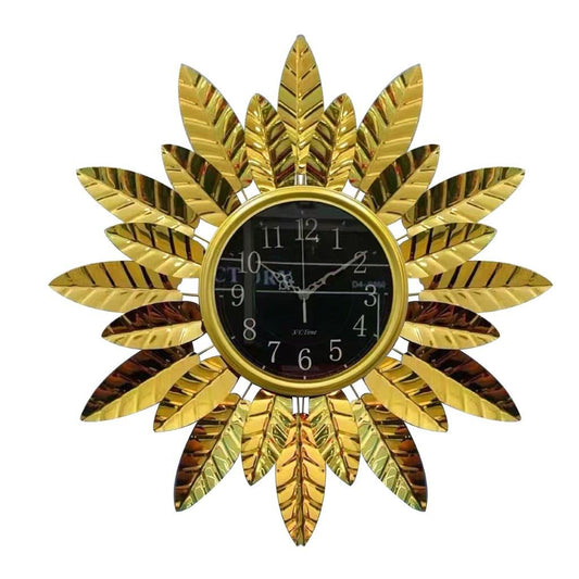 Decorative Abstract Design Metal Round Gold Frame Wall Clock 65 cm