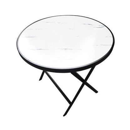 MDF Top Timber Pattern Round Portable Folding Table 80*80*70 cm