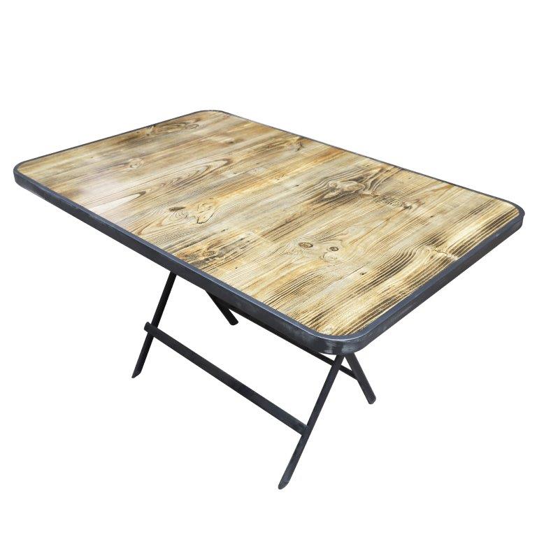 MDF Top Timber Pattern Round Portable Folding Table 120*80*70 cm