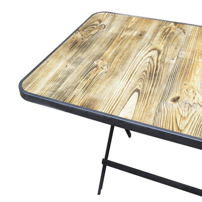MDF Top Timber Pattern Round Portable Folding Table 120*80*70 cm