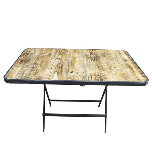 MDF Top Timber Pattern Round Portable Folding Table 120*80*70 cm